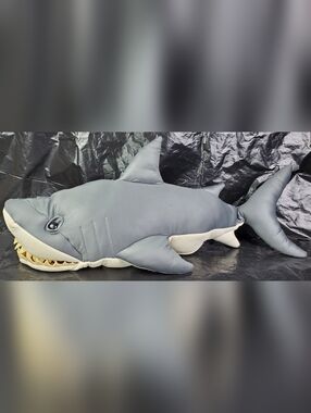 Folkmanis Great White Shark Hand Puppet Plastic Teeth Realistic w/ STAINS - READ